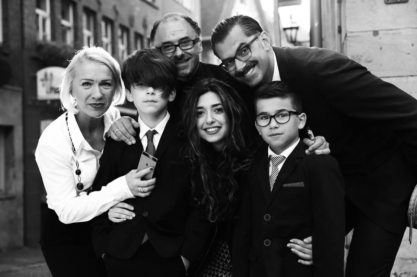 Familienbild in Schwarzweiss